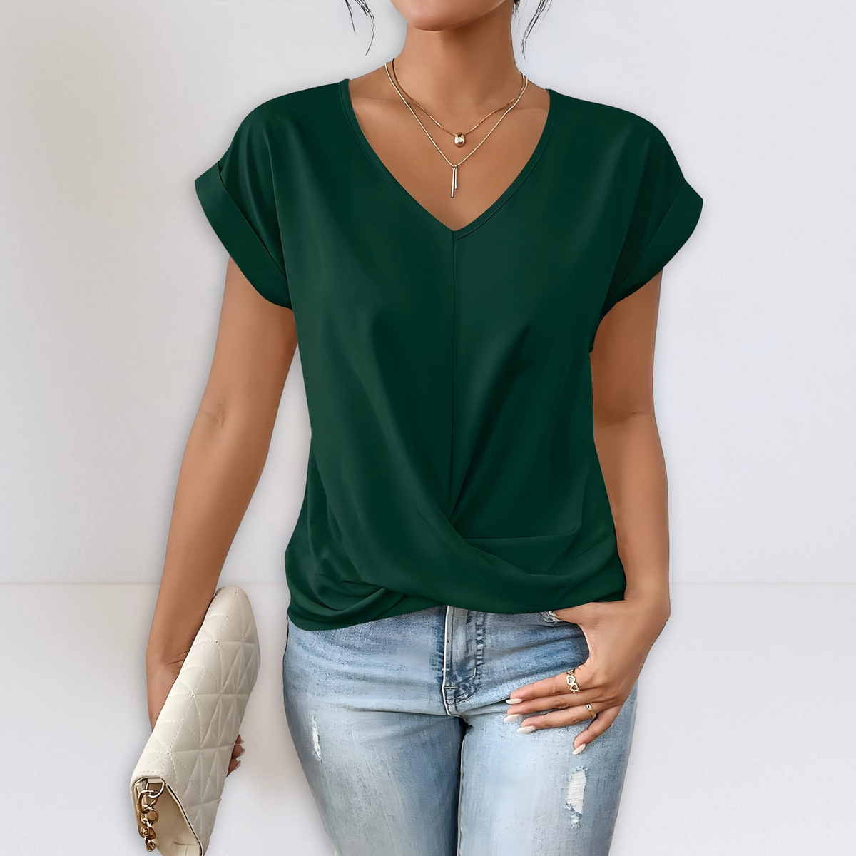 Maggie | Twist Front V-Neck Top