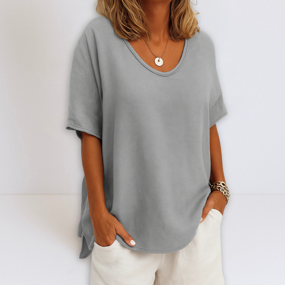 Joanne | Oversized V-neck Blouse
