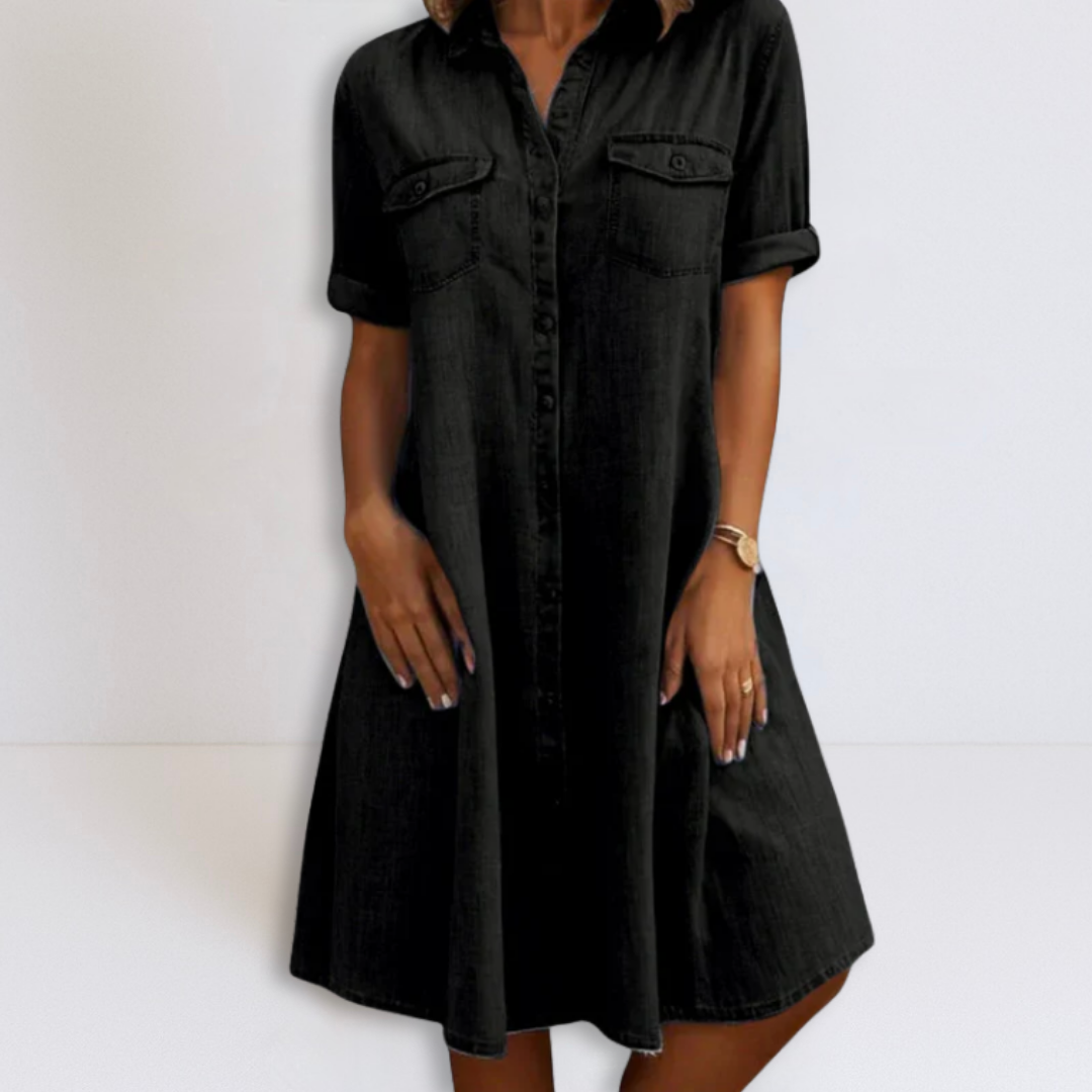 Maria | Denim Mini Dress with Side Pockets