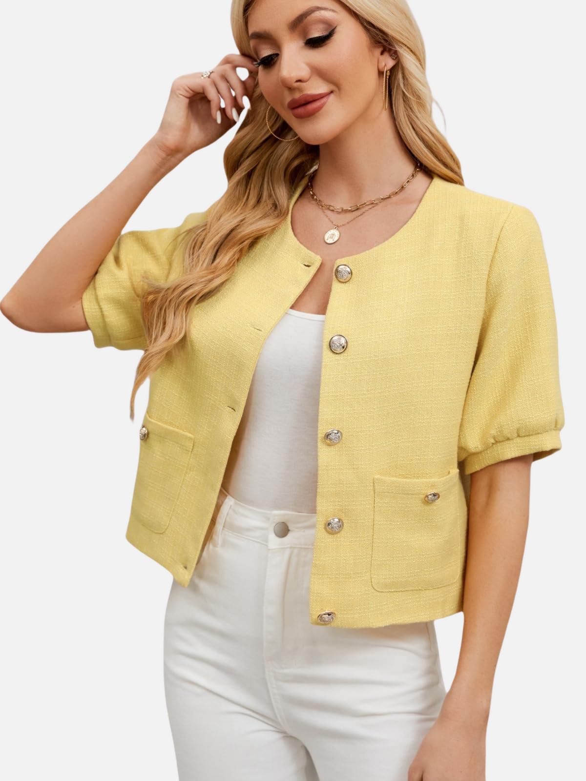 Vivian | Cropped Tweed Blazer Jacket