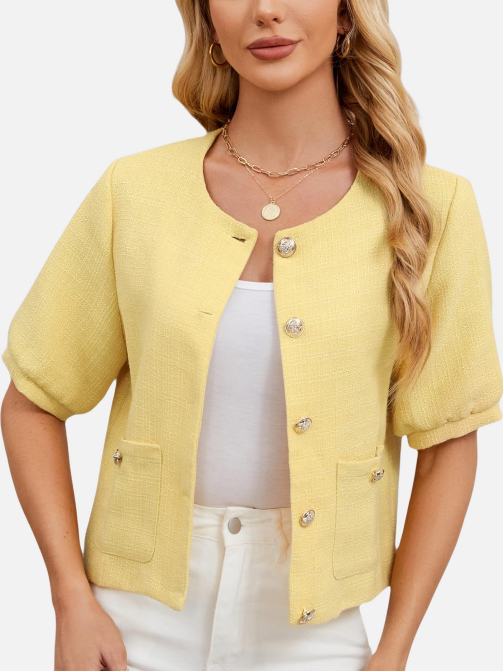 Vivian | Cropped Tweed Blazer Jacket