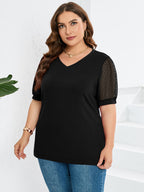 Linda | Sheer Sleeve V-Neck Top